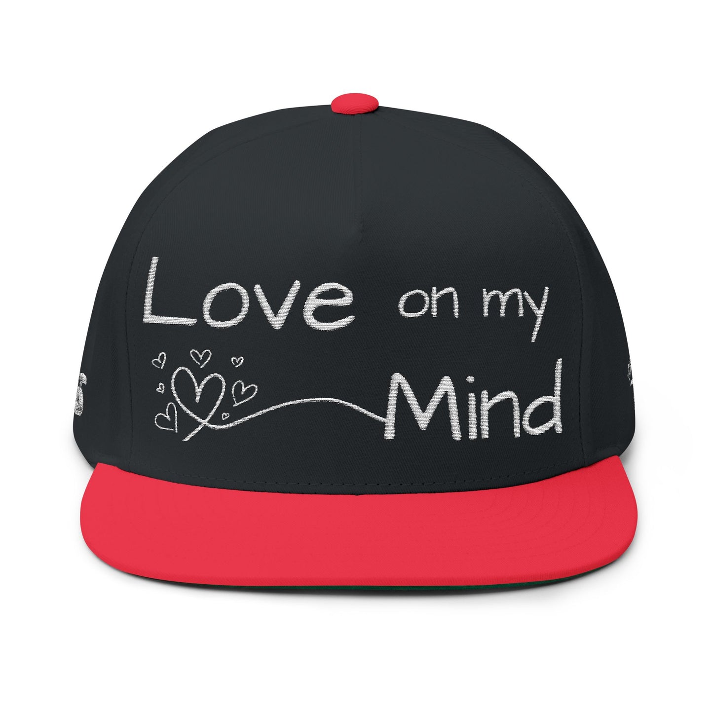 Love Glitch Flat Bill Hat - White Embroidery
