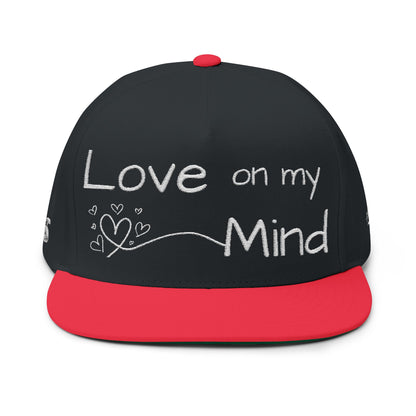 Love Glitch Flat Bill Hat - White Embroidery