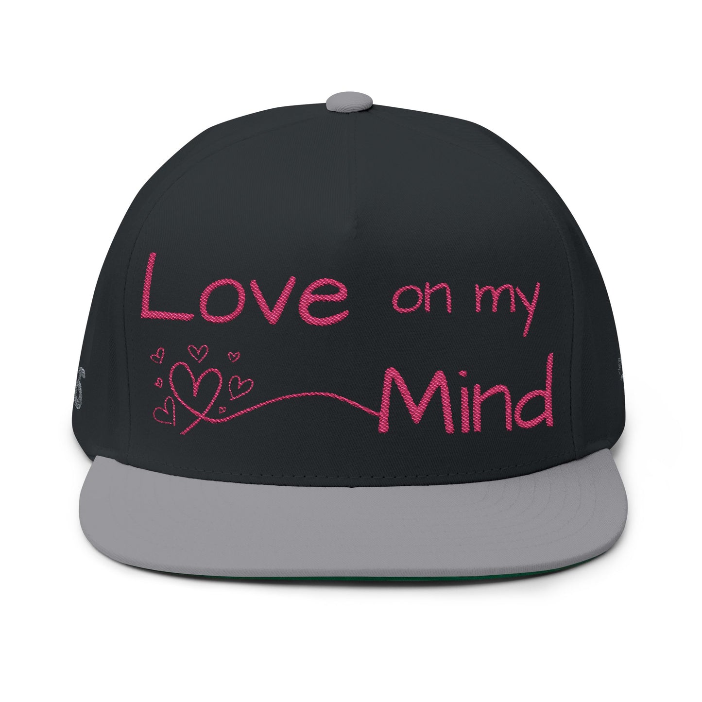 Love Glitch Flat Bill Hat - Pink Embroidery