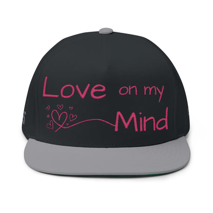 Love Glitch Flat Bill Hat - Pink Embroidery