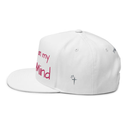 Love Glitch Flat Bill Hat - Pink Embroidery