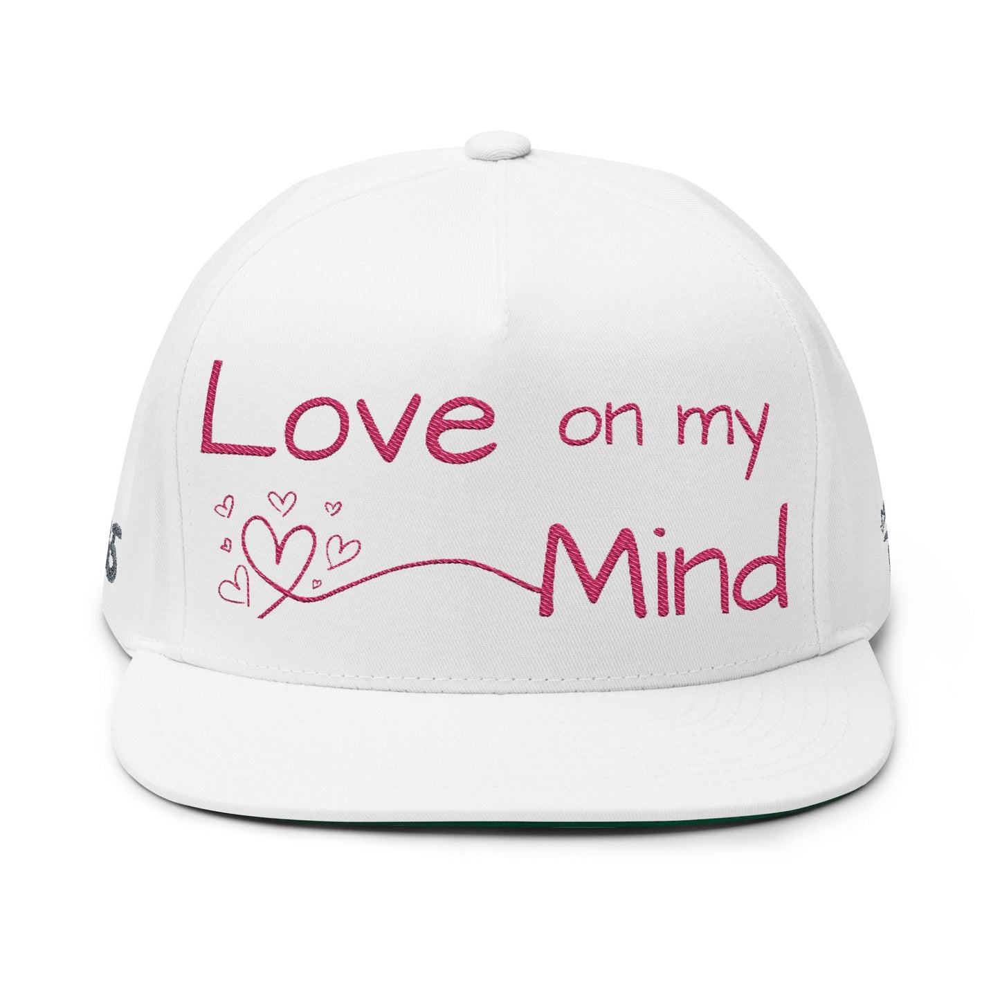 Love Glitch Flat Bill Hat - Pink Embroidery