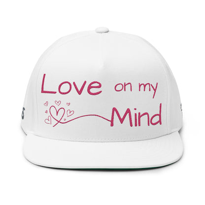 Love Glitch Flat Bill Hat - Pink Embroidery