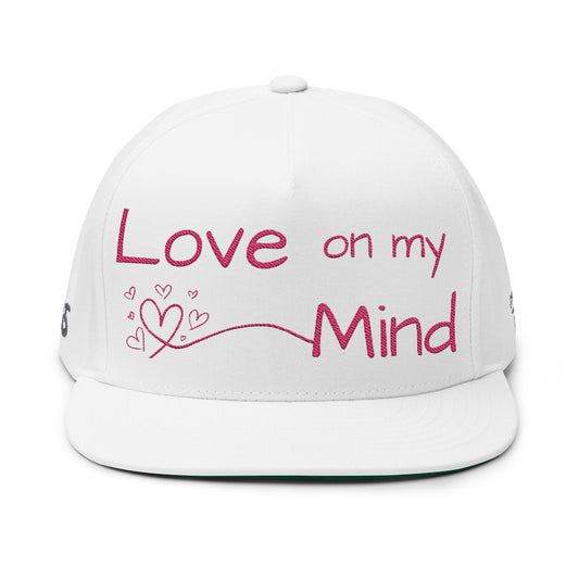 Love Glitch Flat Bill Hat - Pink Embroidery