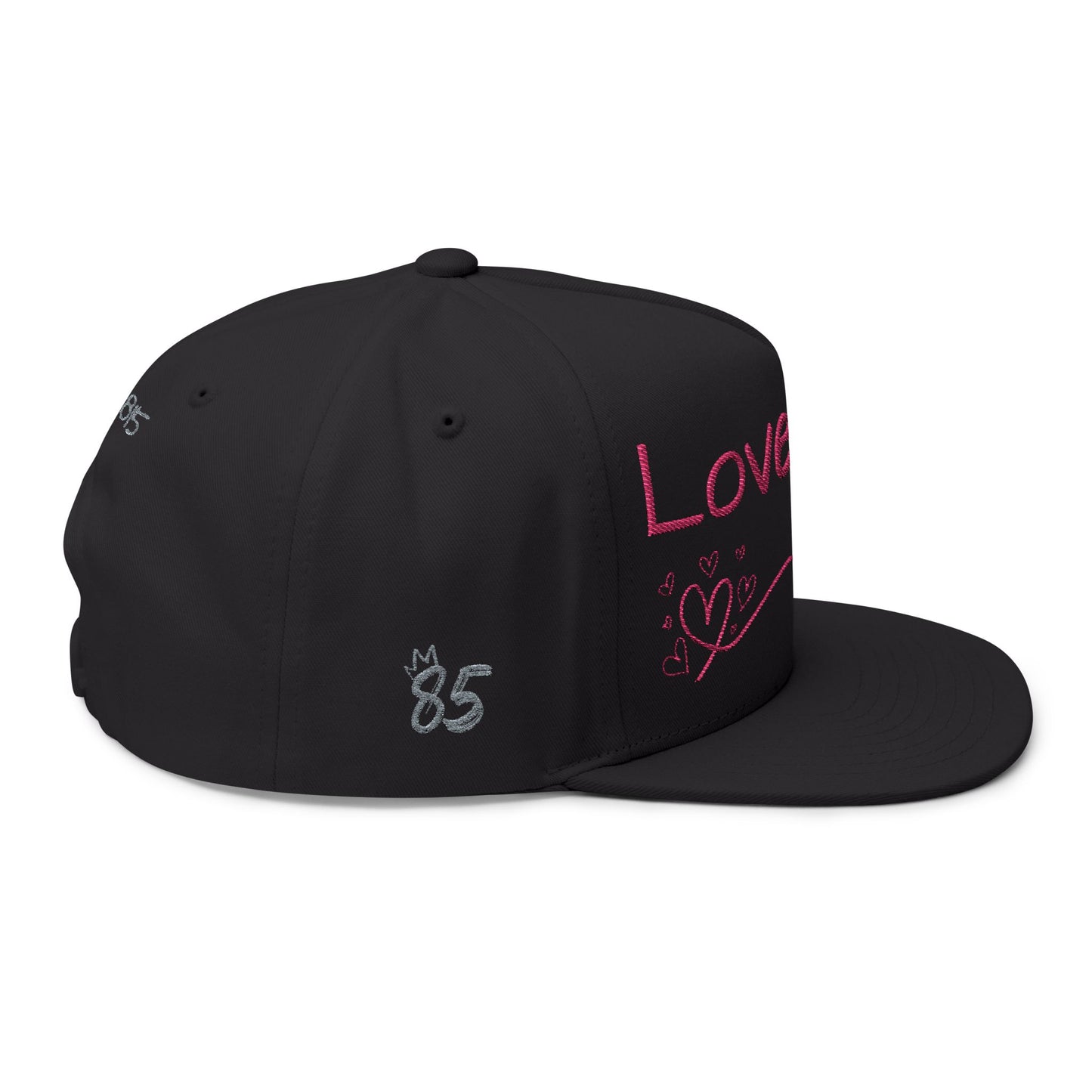 Love Glitch Flat Bill Hat - Pink Embroidery