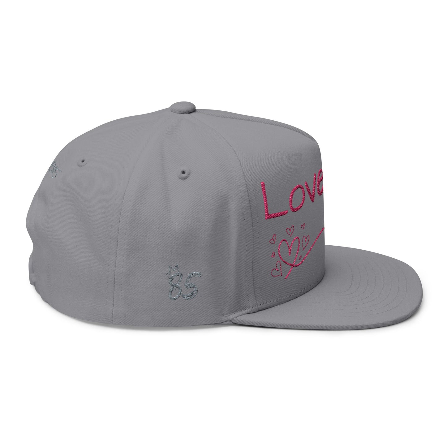 Love Glitch Flat Bill Hat - Pink Embroidery