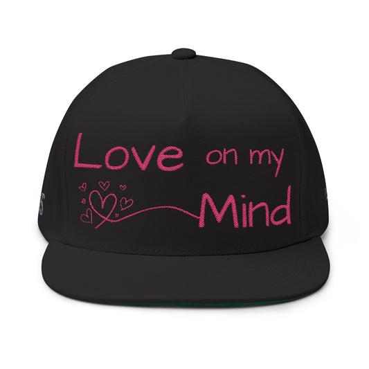 Love Glitch Flat Bill Hat - Pink Embroidery
