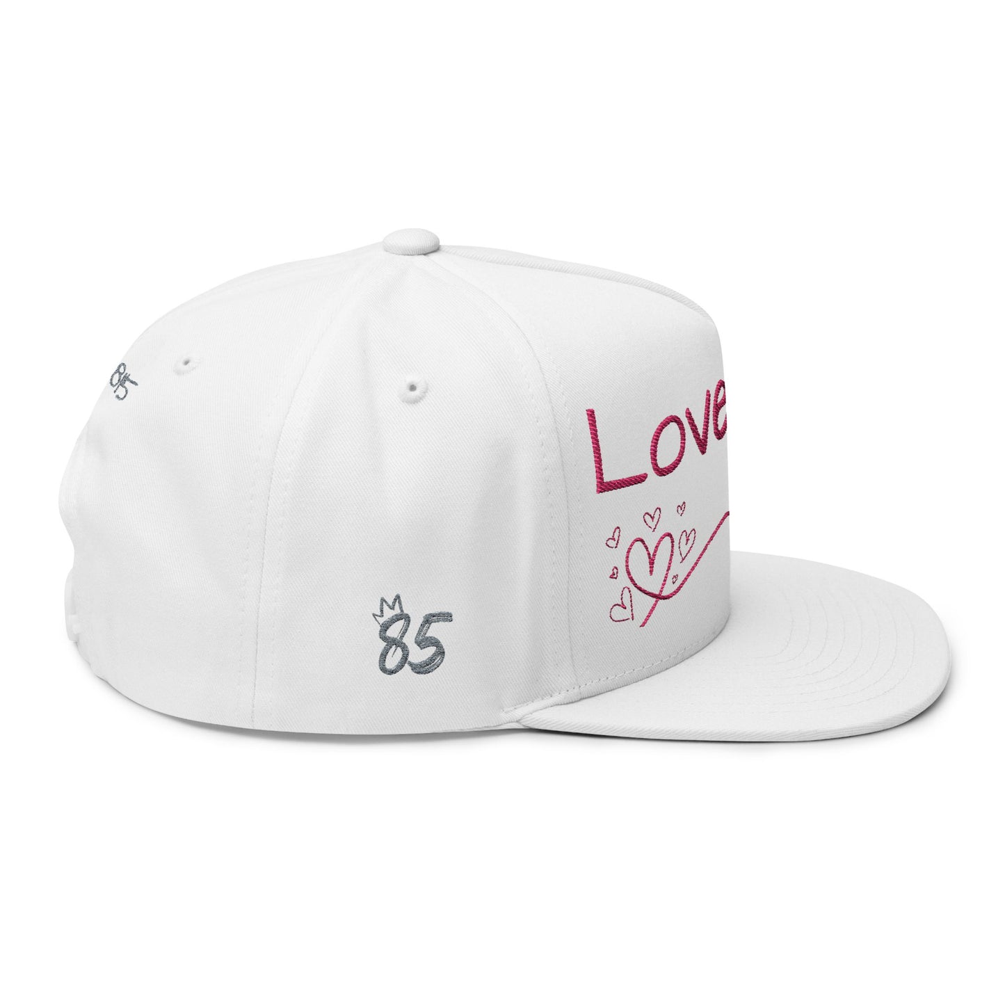 Love Glitch Flat Bill Hat - Pink Embroidery