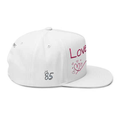 Love Glitch Flat Bill Hat - Pink Embroidery