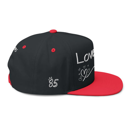 Love Glitch Flat Bill Hat - White Embroidery