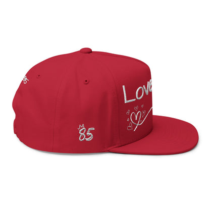 Love Glitch Flat Bill Hat - White Embroidery