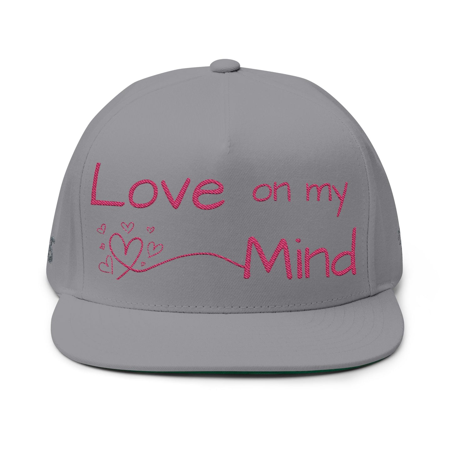 Love Glitch Flat Bill Hat - Pink Embroidery