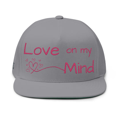 Love Glitch Flat Bill Hat - Pink Embroidery
