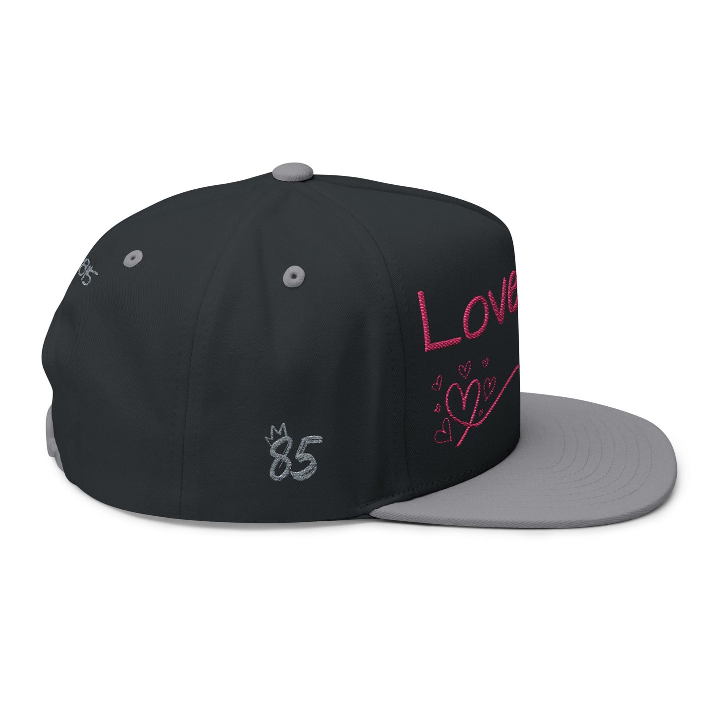 Love Glitch Flat Bill Hat - Pink Embroidery
