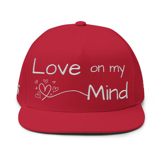 Love Glitch Flat Bill Hat - White Embroidery